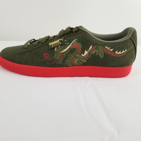 puma suede green red